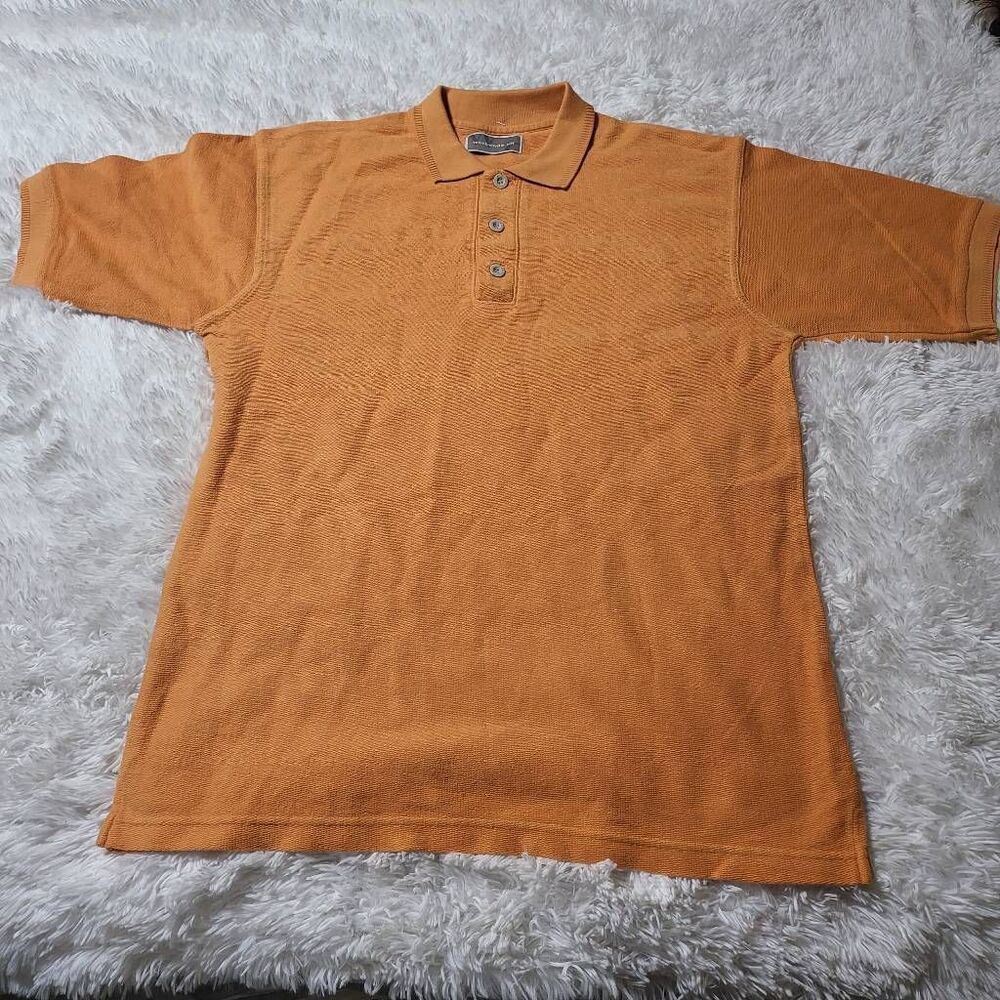 Weekendz off Men's short sleeve apricot henley woven tee t-shirt M